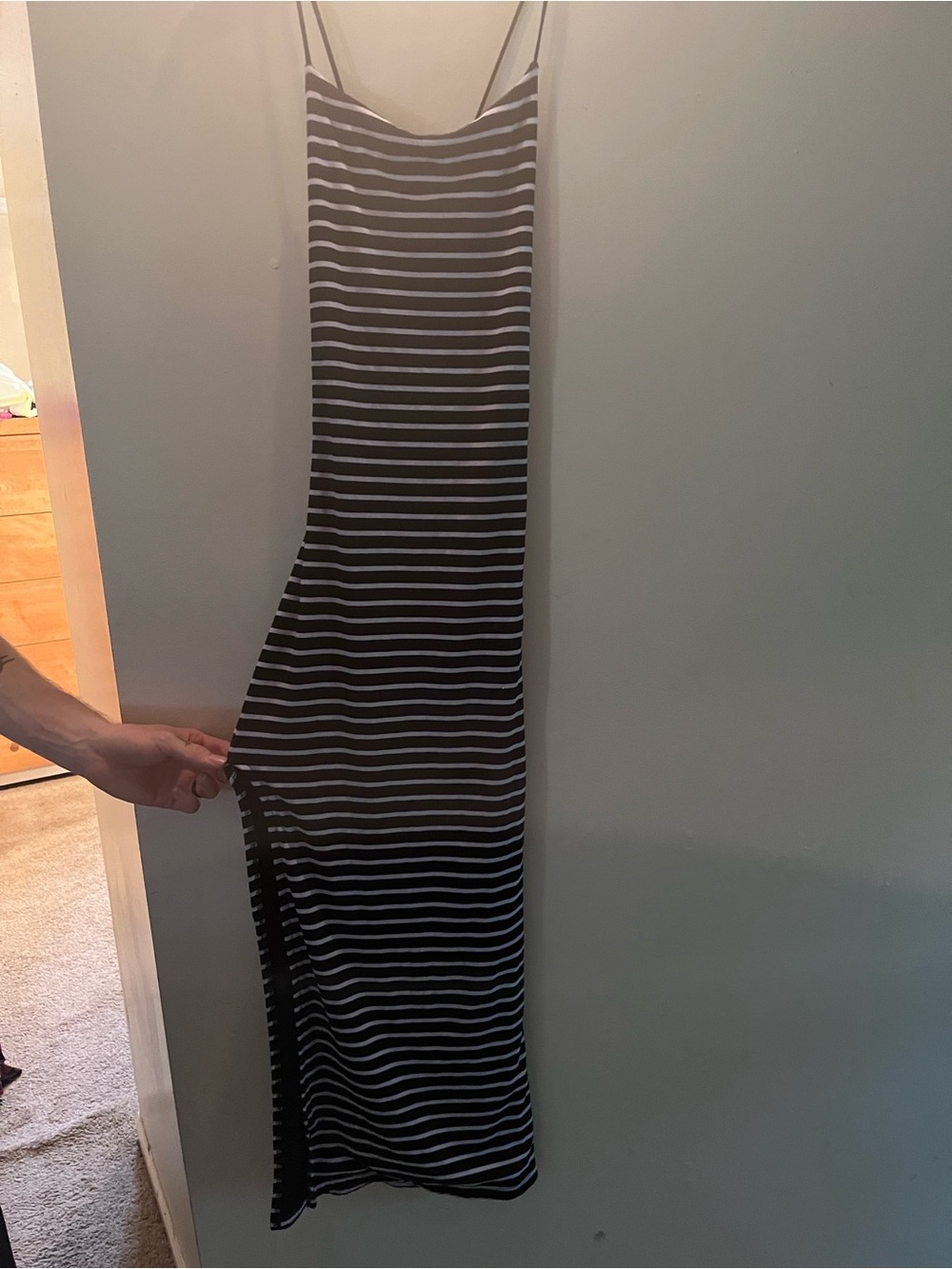 Rue21 Black and White Striped Maxi Slip Dress